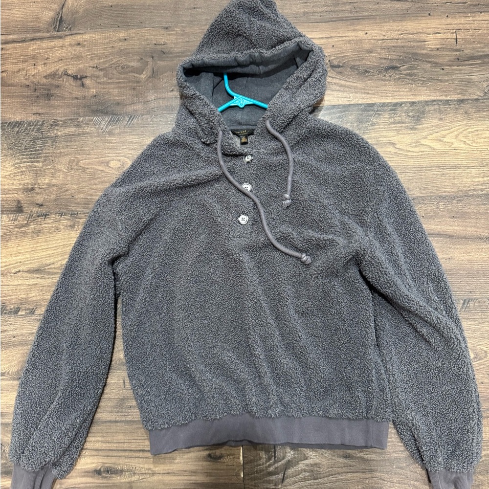 Current Air Textured Gray Button-Up Hoodie